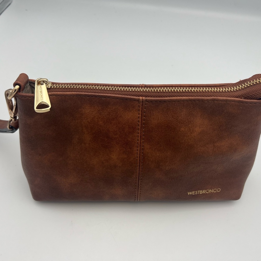 Westbronco Brown Leather Clutch Excellent Condition